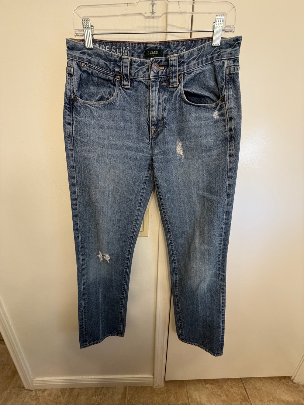 J. Crew Vintage Slim Jeans Medium Wash Distressed Denim Size 28